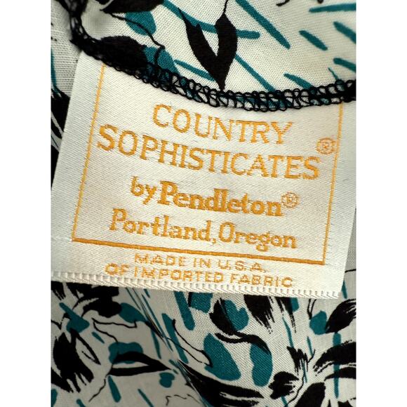 Vintage Pendleton Country Sophisticates Floral Linen Blend Top Sz 10 USA - Picture 5 of 7